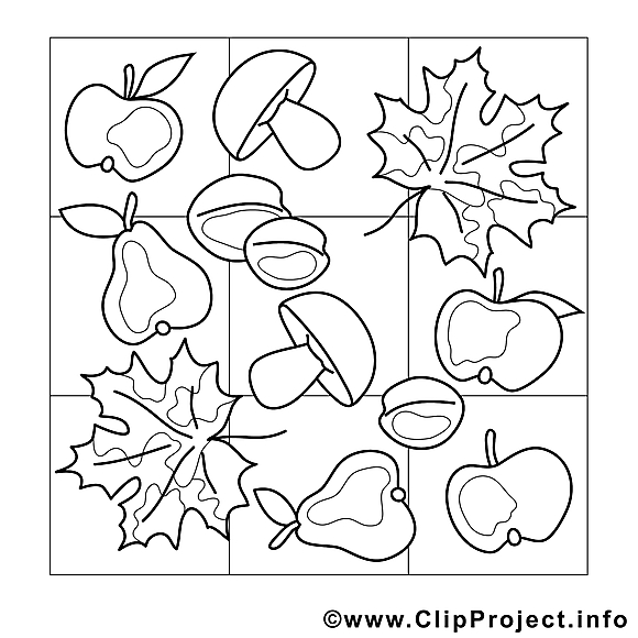 Coloriage feuilles automne illustration à télécharger