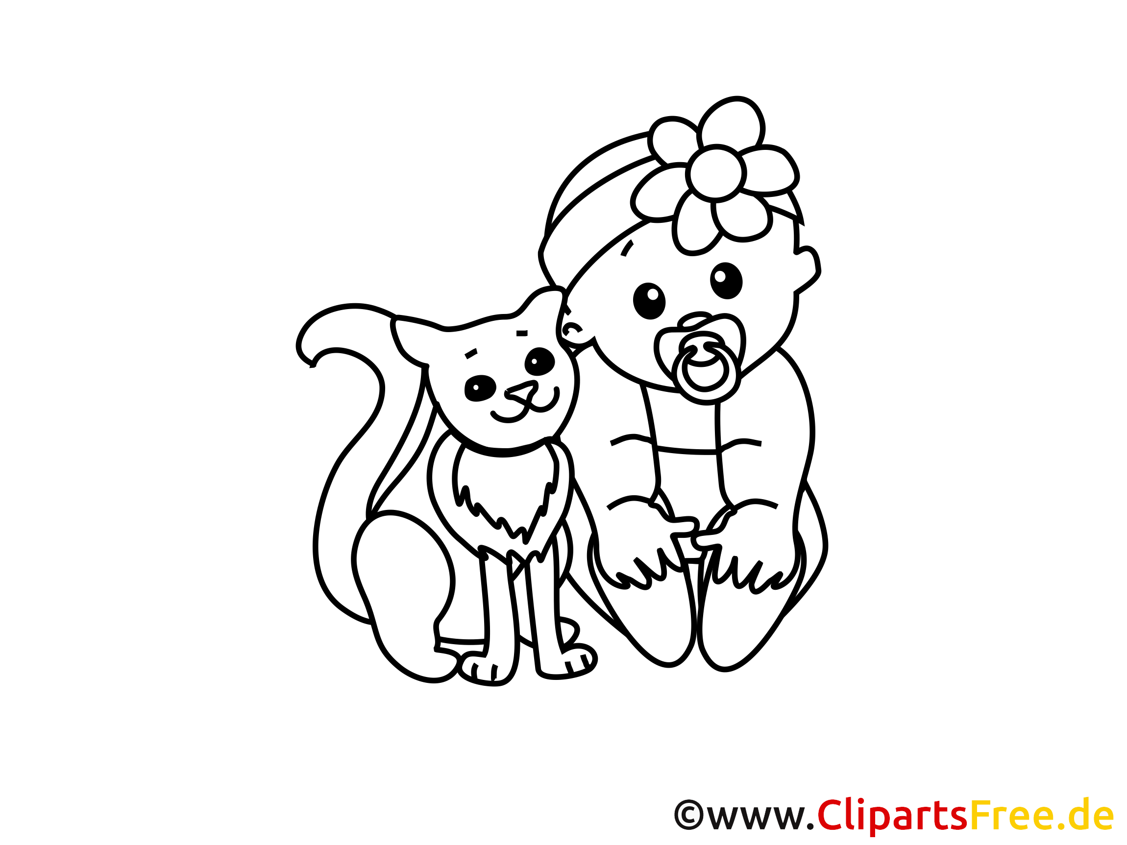 Chat illustration – Coloriage bébé cliparts