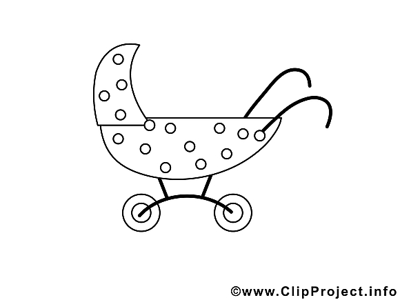 Clip art poussette – Bébé image à colorier