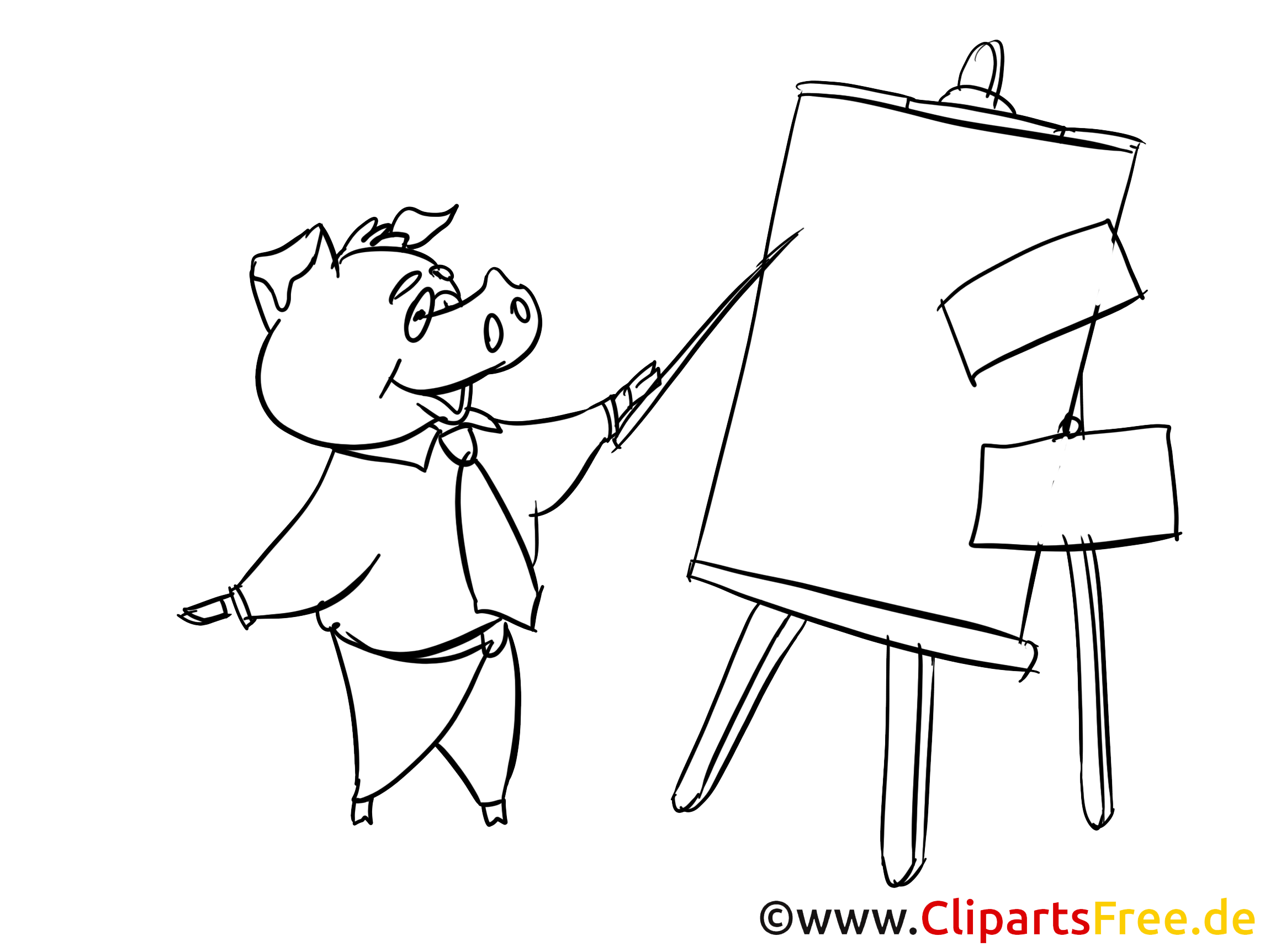 Cochon plan clipart à coloriage – Bureau dessins
