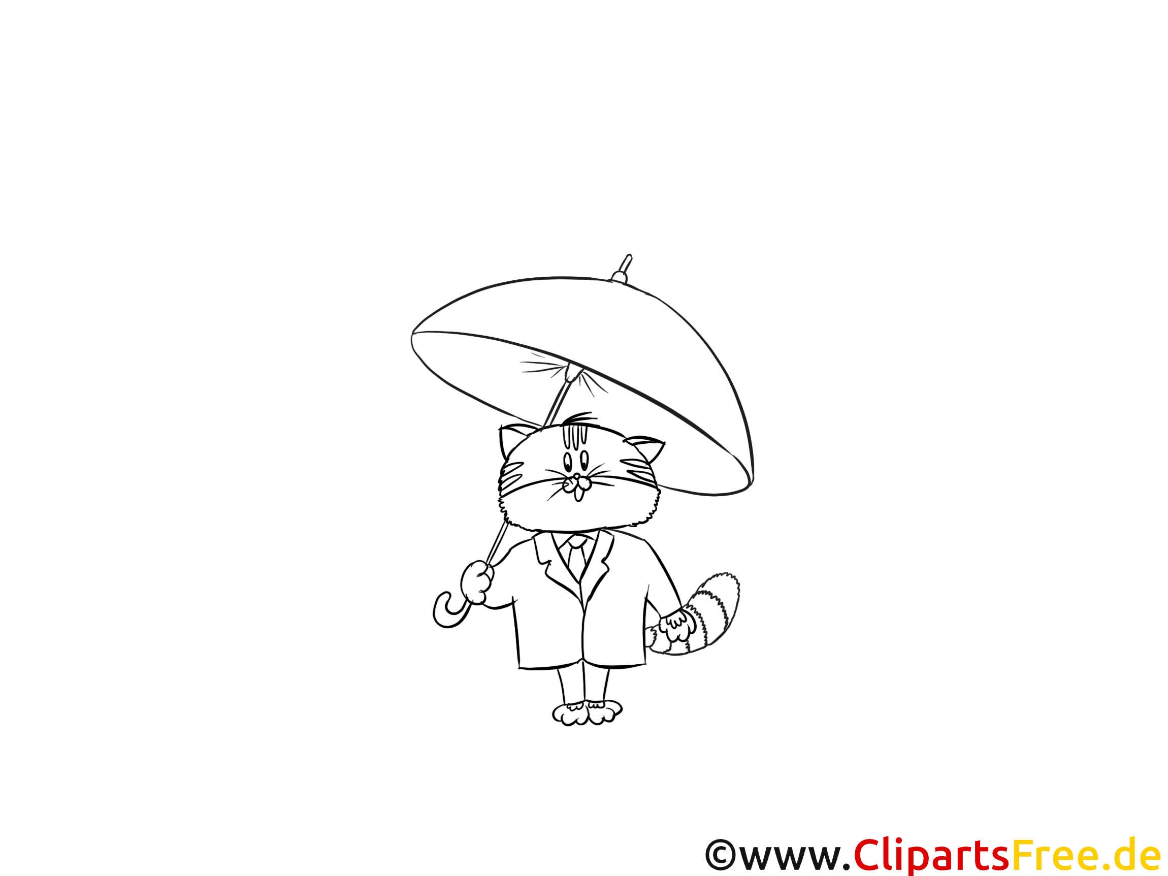 Parapluie dessin – Coloriage chats à télécharger