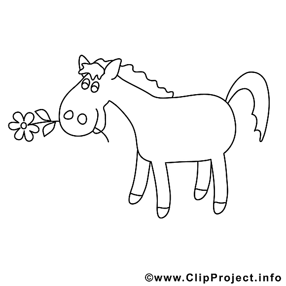 Fleurs dessin – Coloriage cheval à télécharger