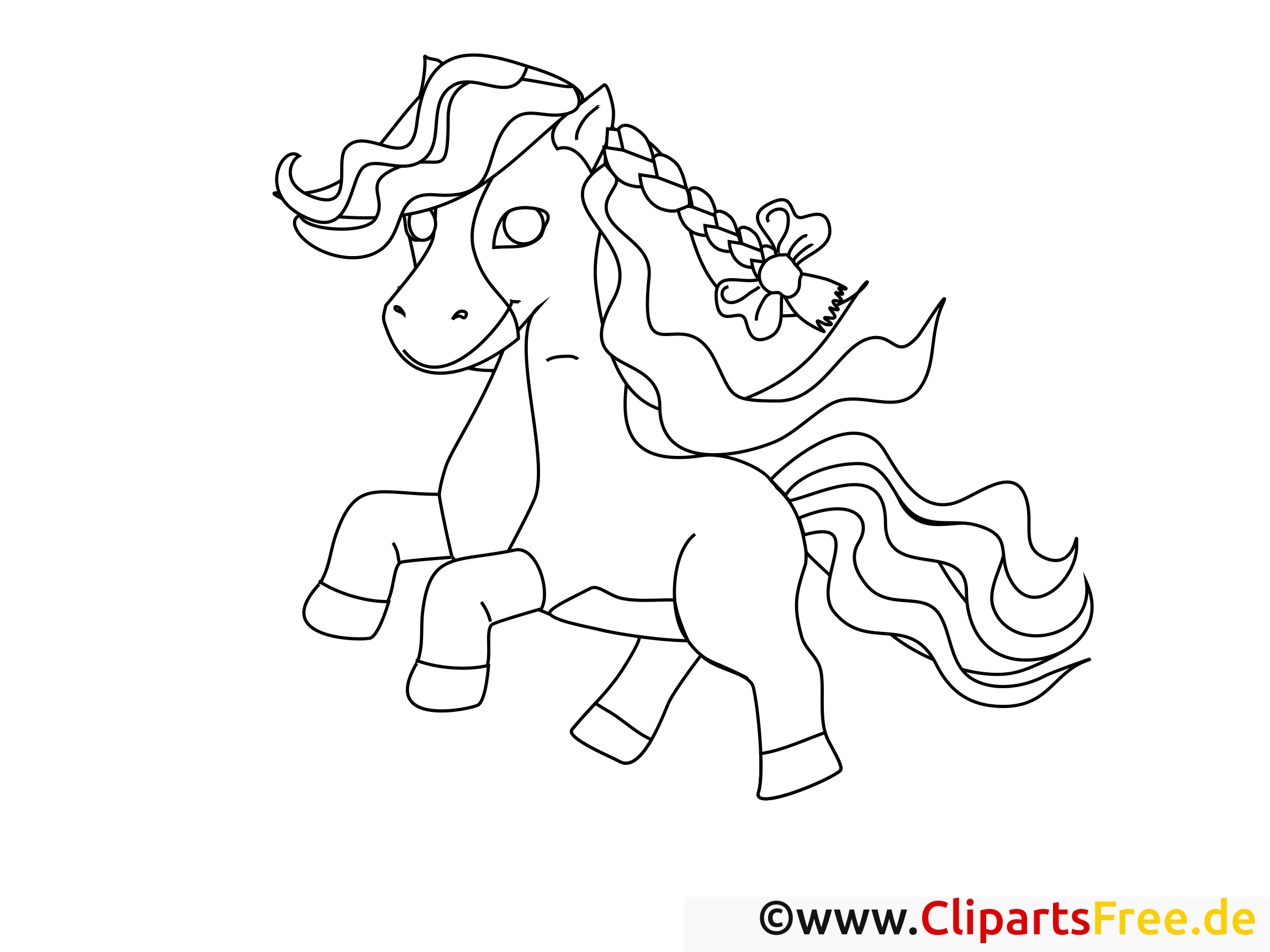 Poney clip art gratuit – Cheval à colorier