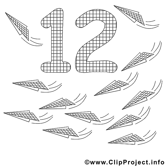 12 avions en papier dessin gratuit – Nombres à colorier