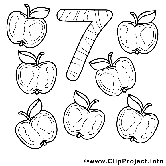 7 pommes dessin – Coloriage Nombres à télécharger