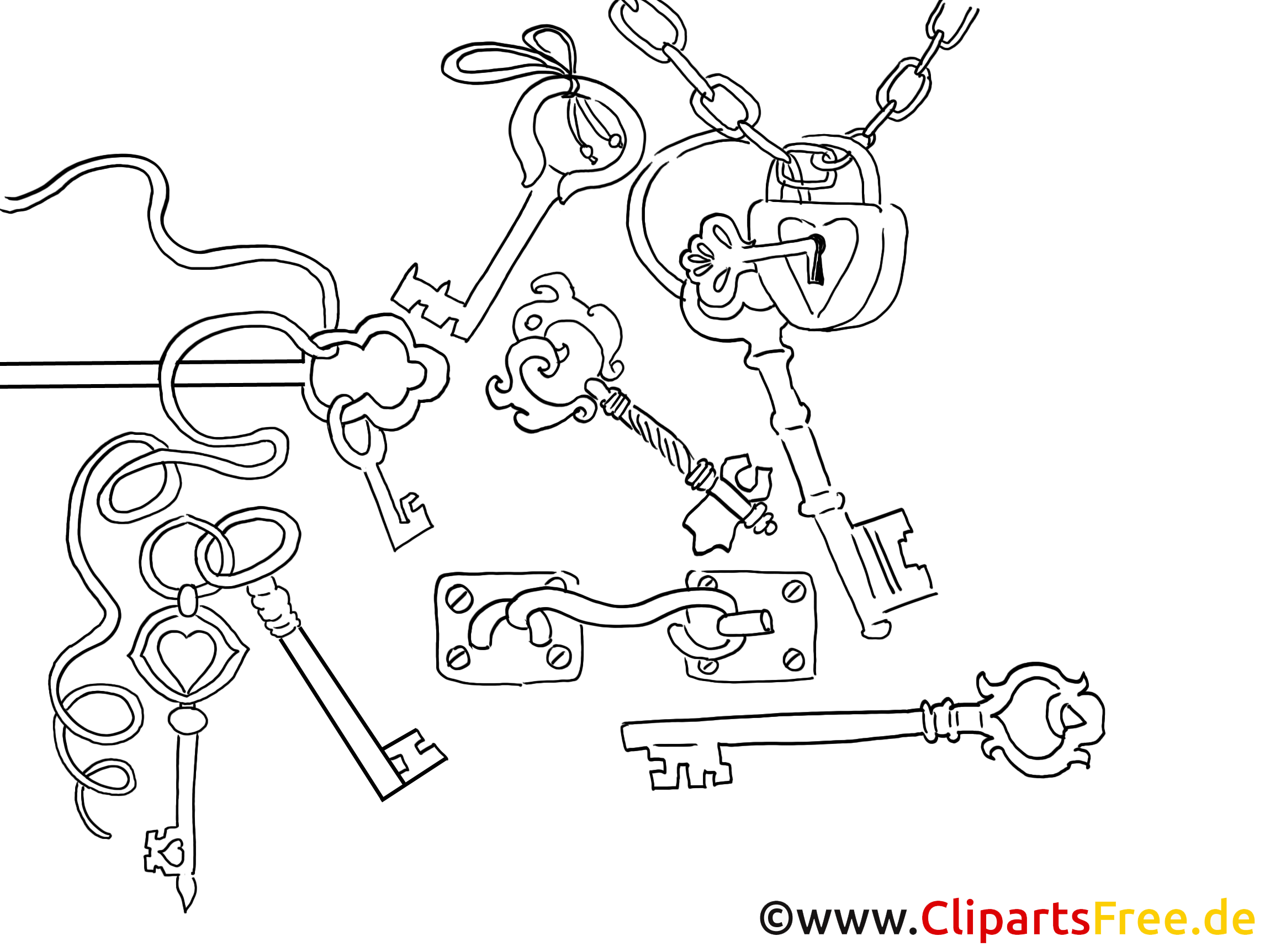 Clés clipart – Divers dessins à colorier