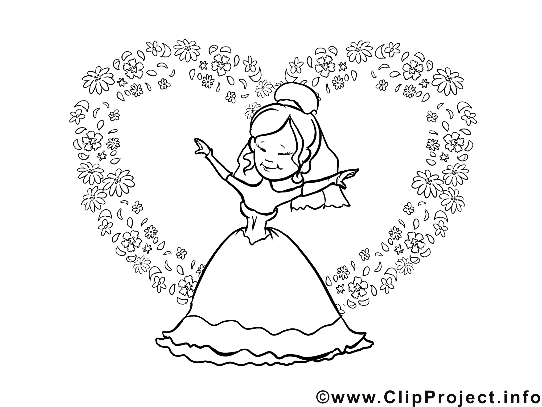 Princesse illustration à colorier gratuite