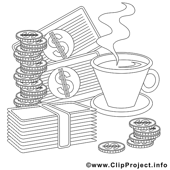 Café argent image – Économie images à colorier