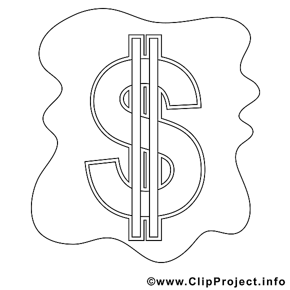 Dollar clip art gratuit – Économie à colorier