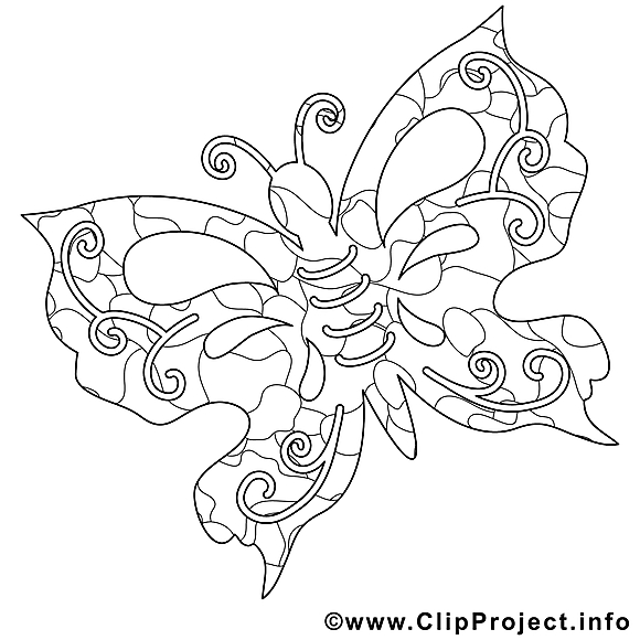Coloriage papillon été illustration à télécharger