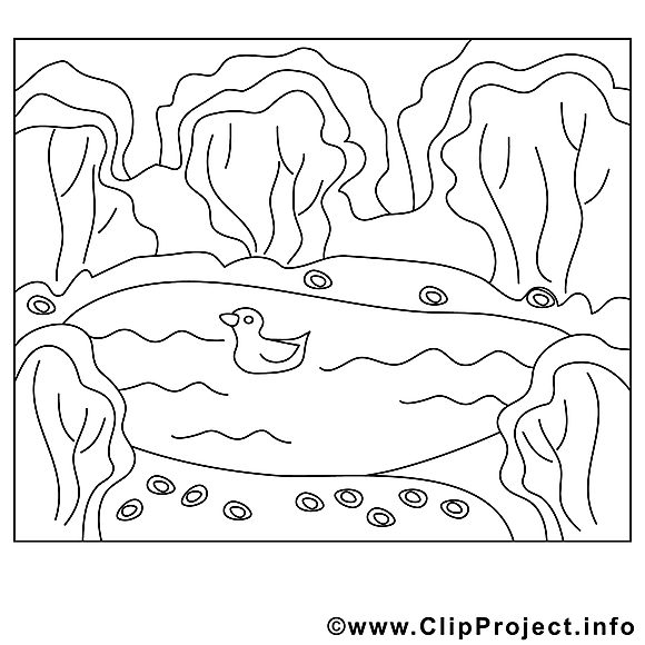 Lac canard clip art – Été image à colorier