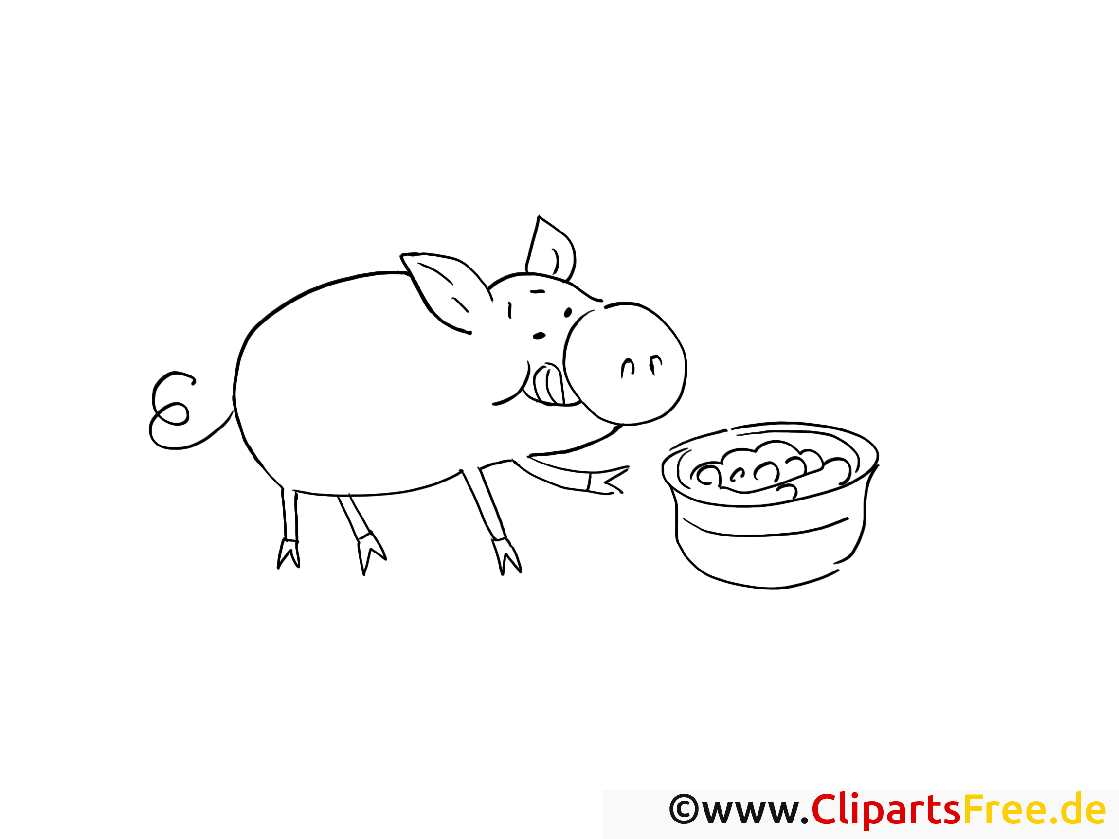 Cochon dessin à télécharger – Campagne à colorier