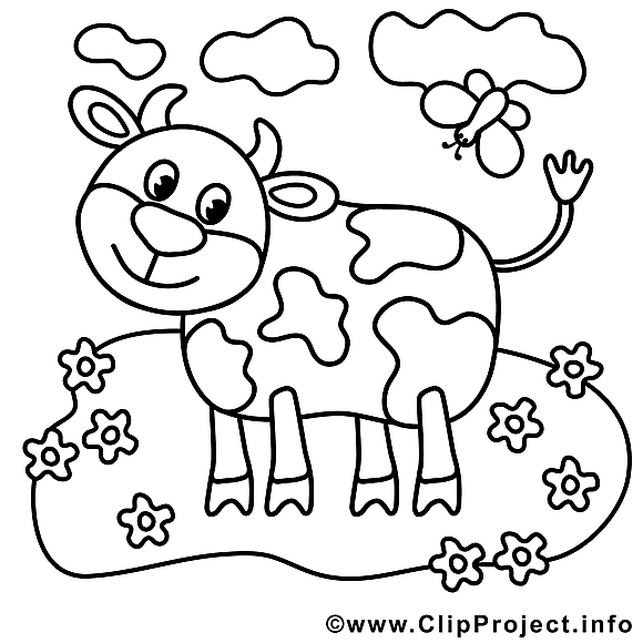Vache clipart – Campagne dessins à colorier