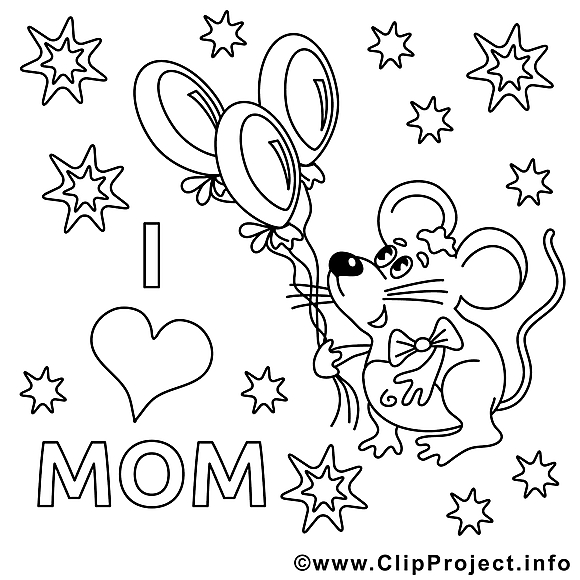 Ballons dessins gratuits – Fête des mères à colorier
