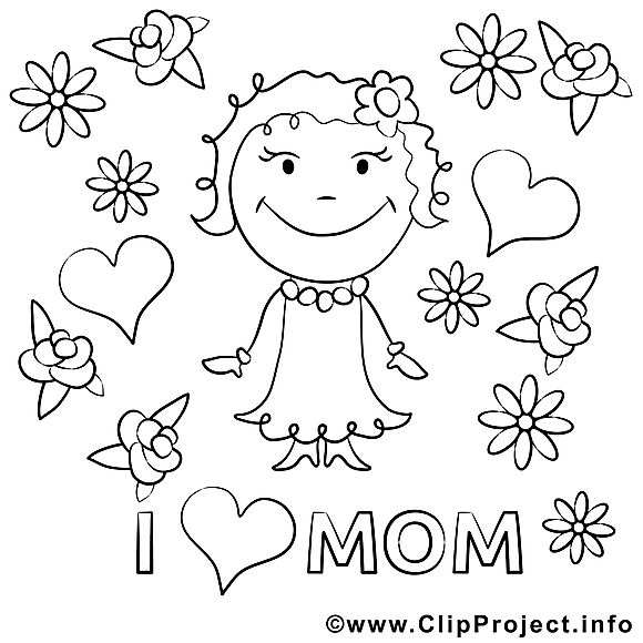 J'aime ma maman dessin – Coloriage fête des mères à télécharger