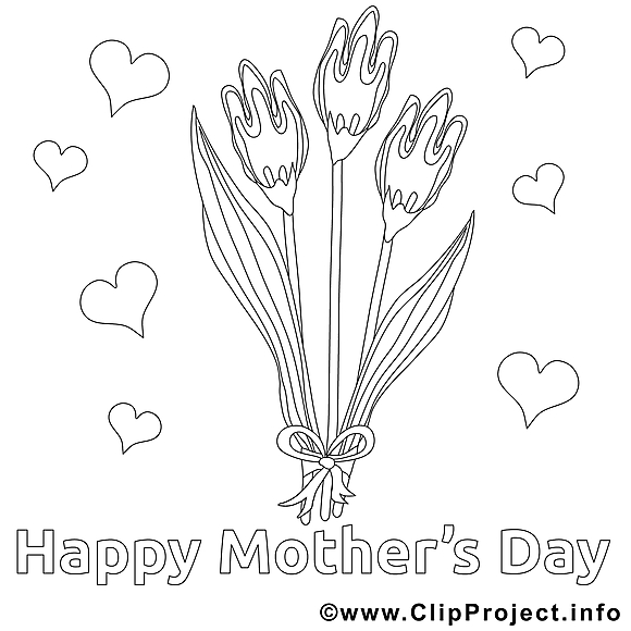Tulipes dessin à télécharger – Fête des mères à colorier