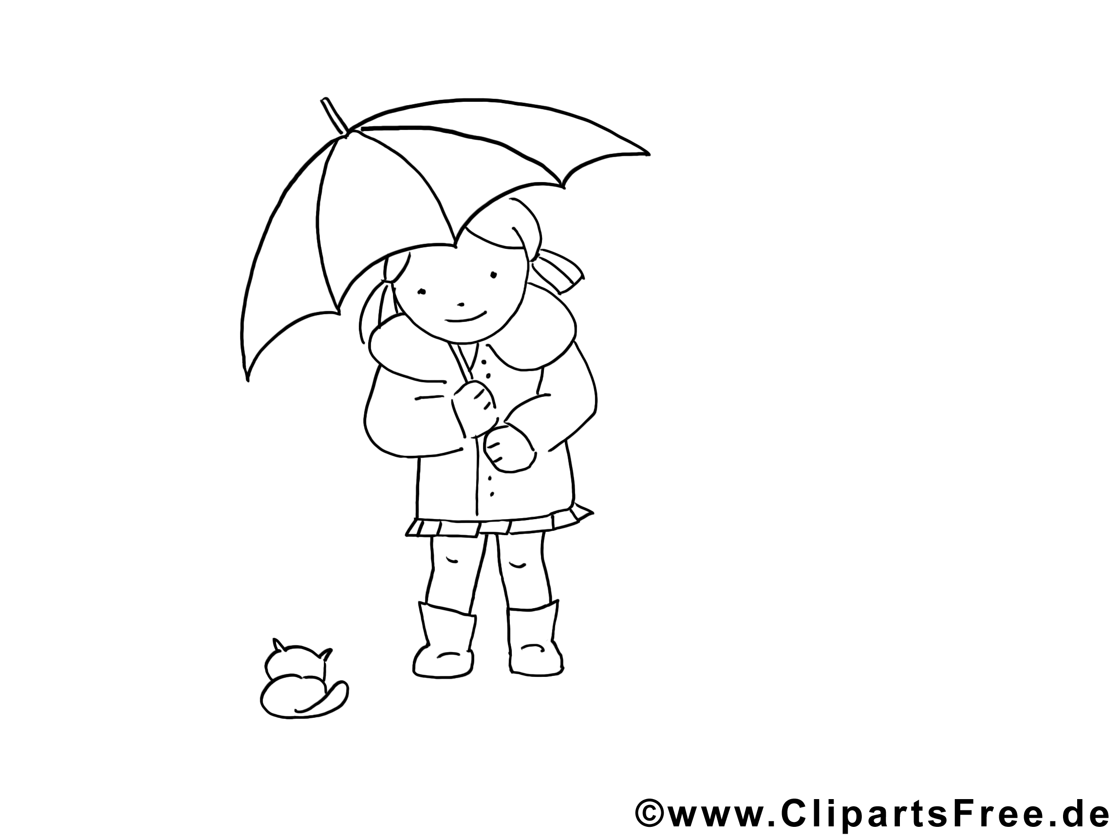 Parapluie images – Fille gratuit à imprimer