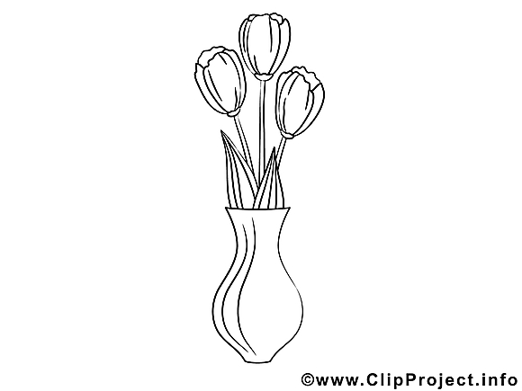 Vase clipart – Fleurs dessins à colorier