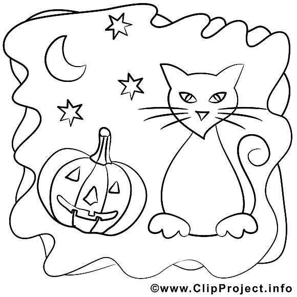 Chat clip art gratuit – Halloween à imprimer