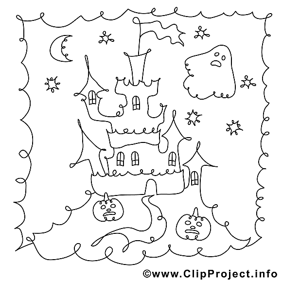 Château dessins gratuits – Halloween à colorier