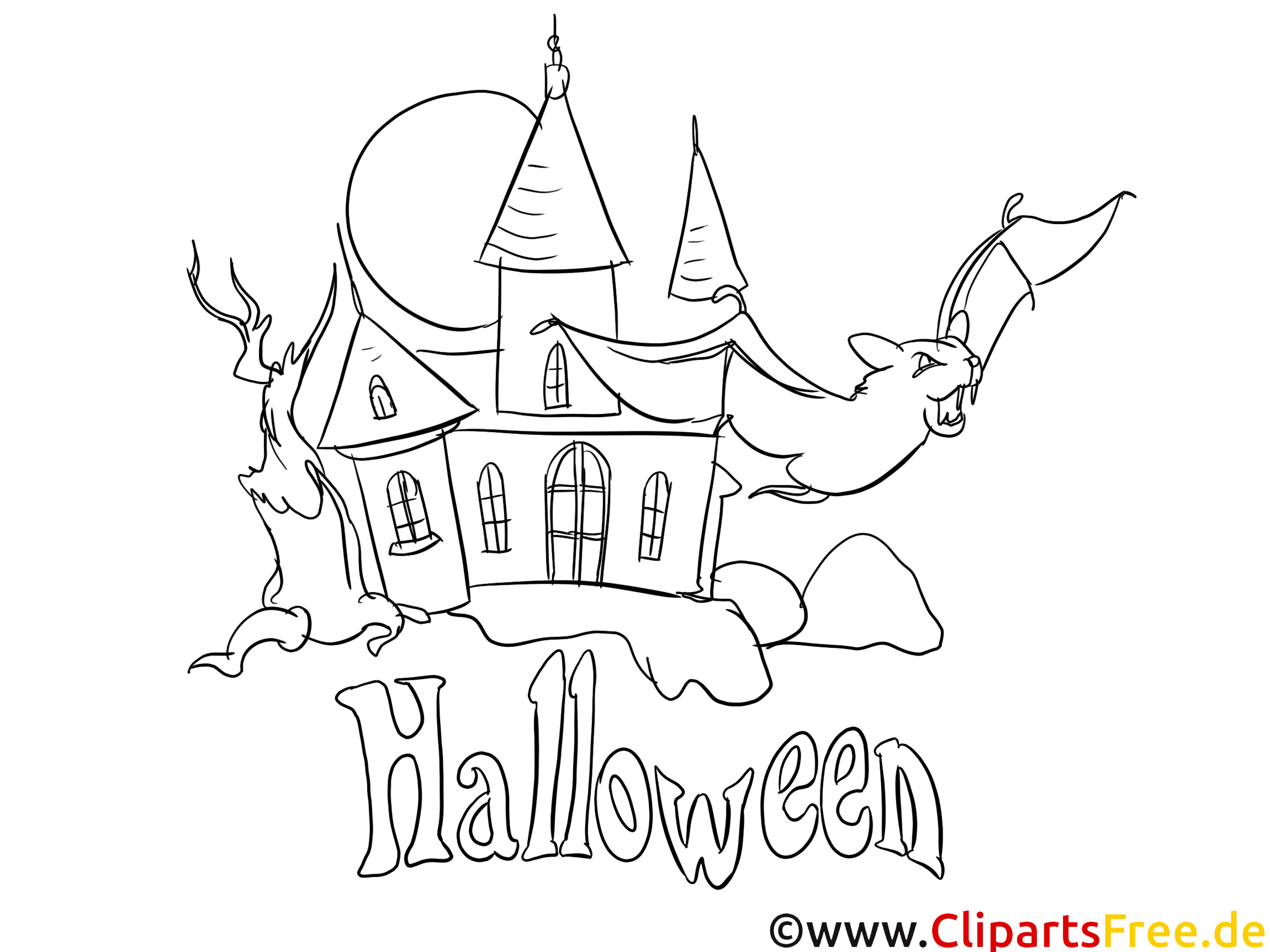 Château image gratuite – Halloween à colorier