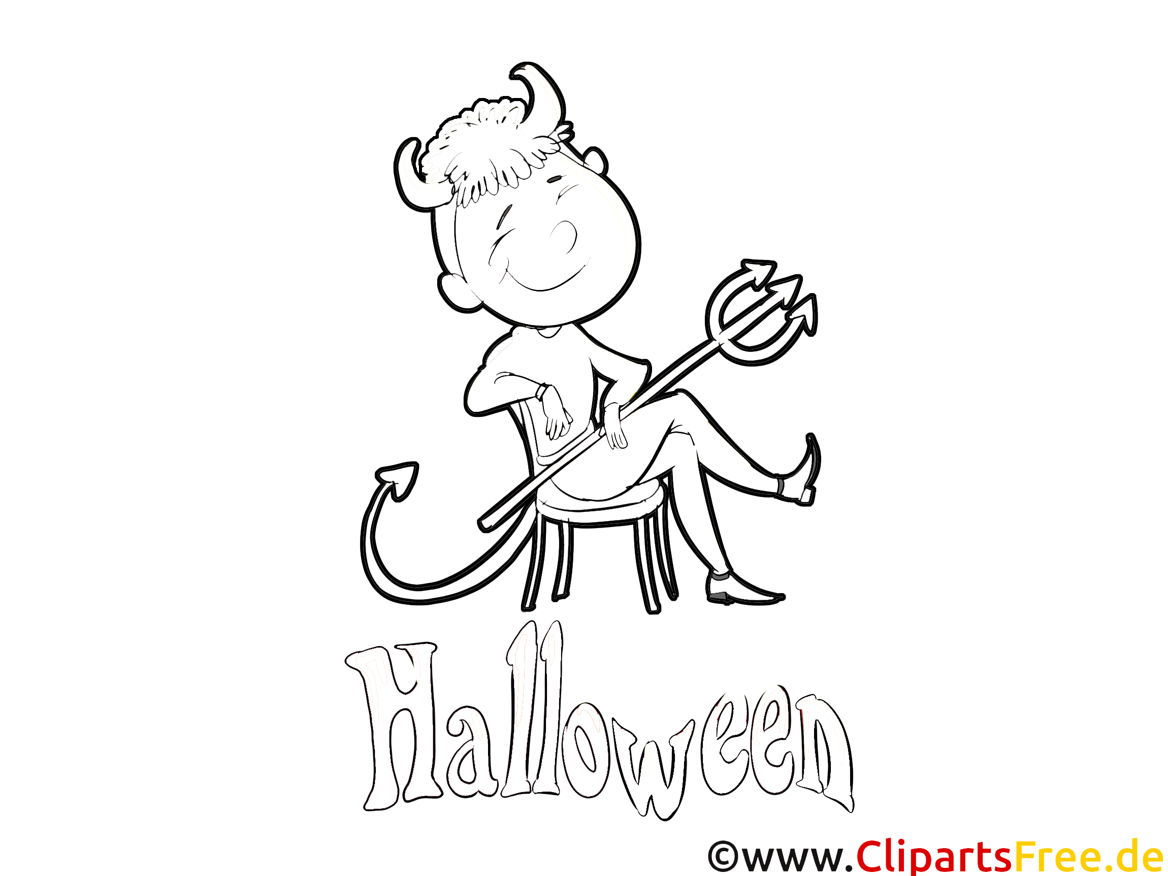 Diable clipart gratuit – Halloween à colorier