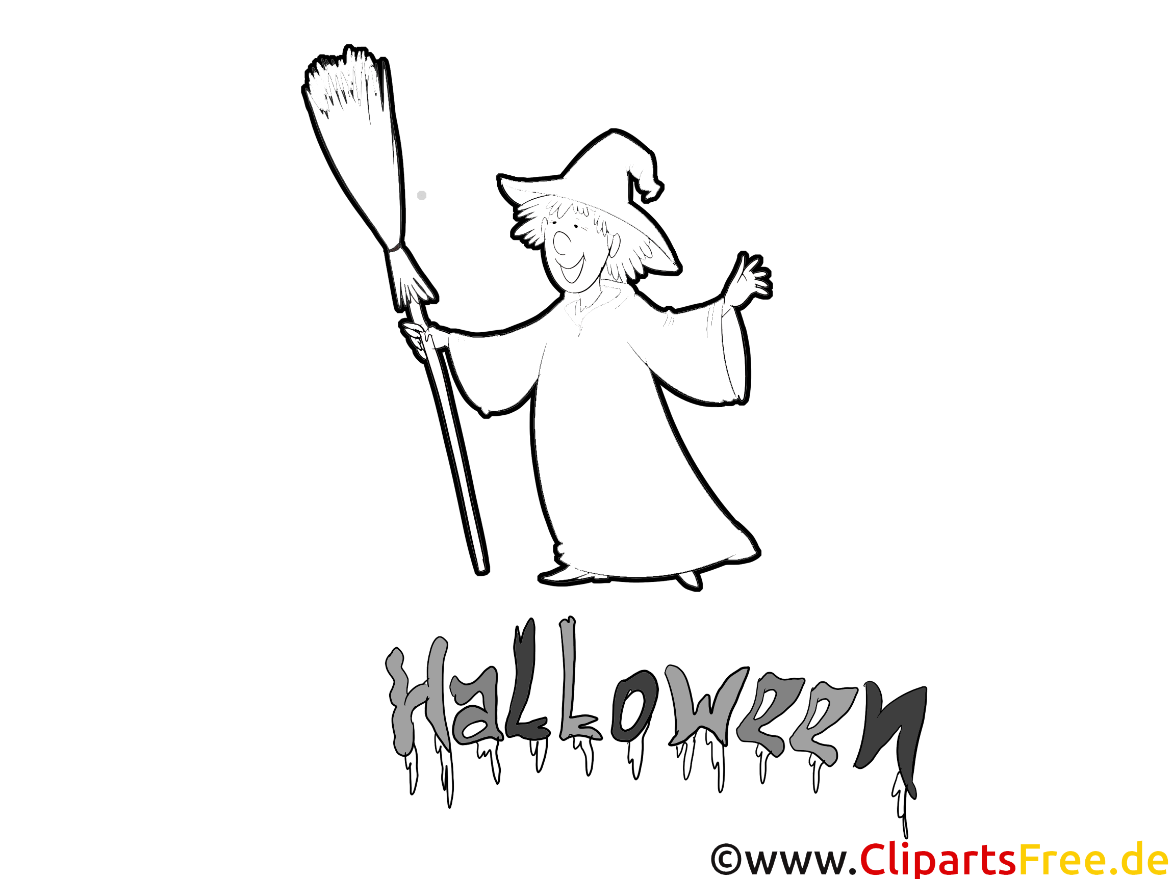 Image à télécharger sorcière – Halloween à colorier