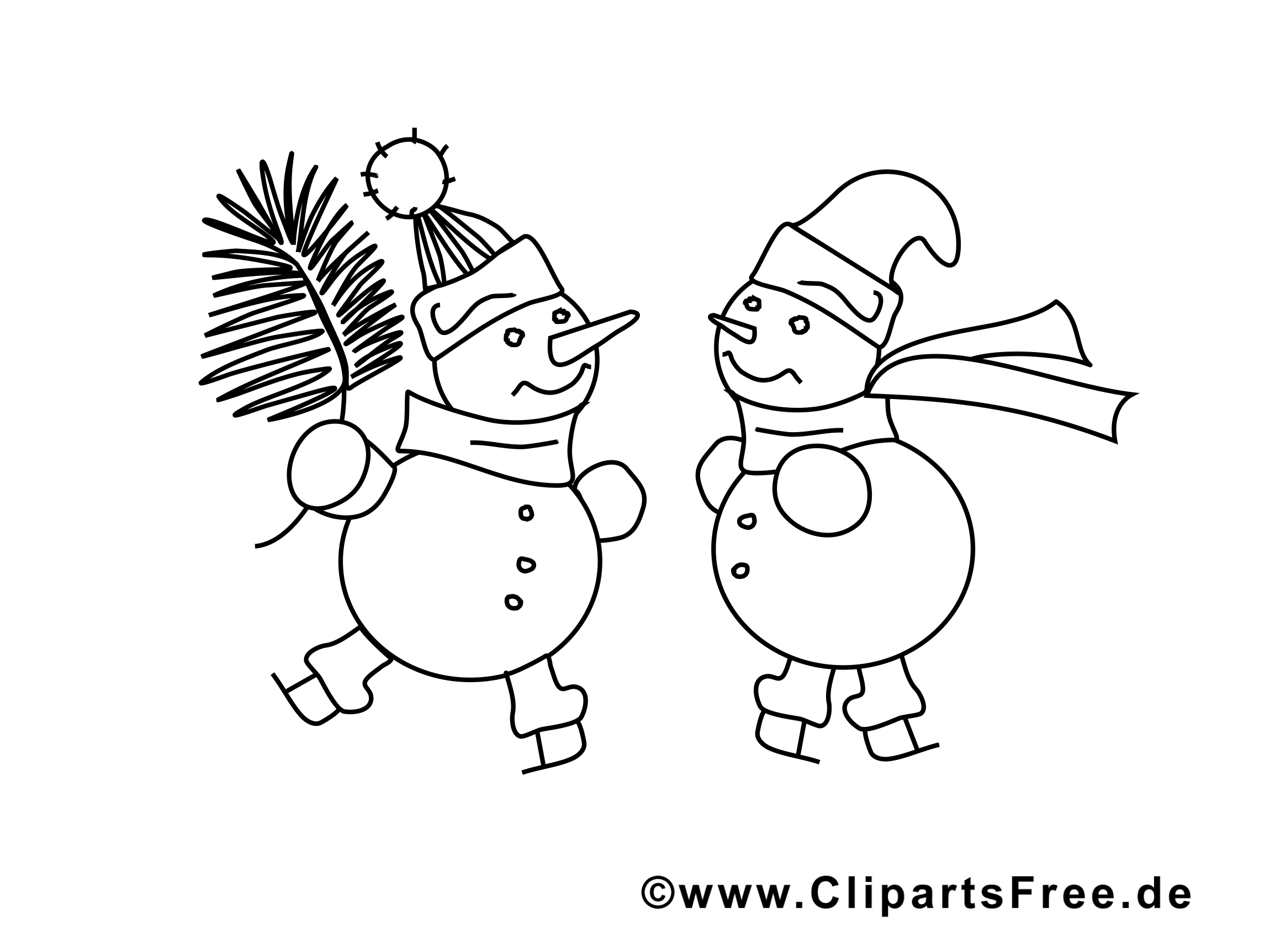 Bonhommes de neige clip art gratuit – Hiver à imprimer