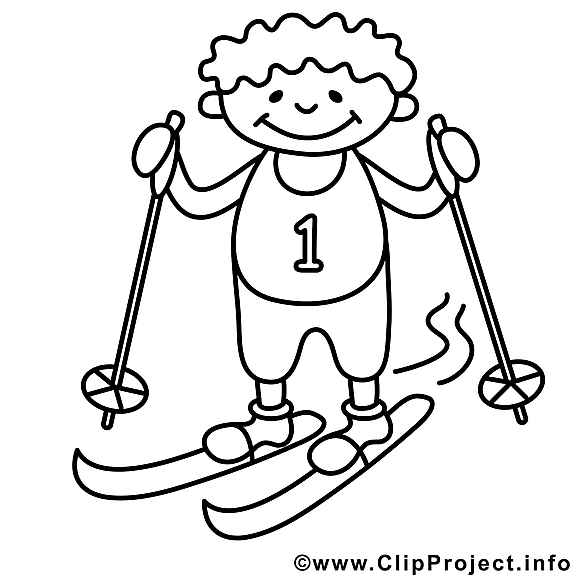 Ski garçon illustration – Hiver à imprimer