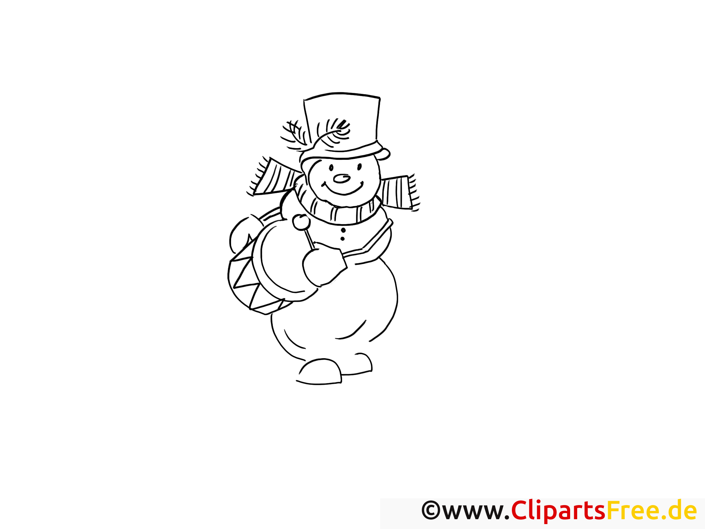 Tambour bonhomme de neige clip arts – Hiver à imprimer