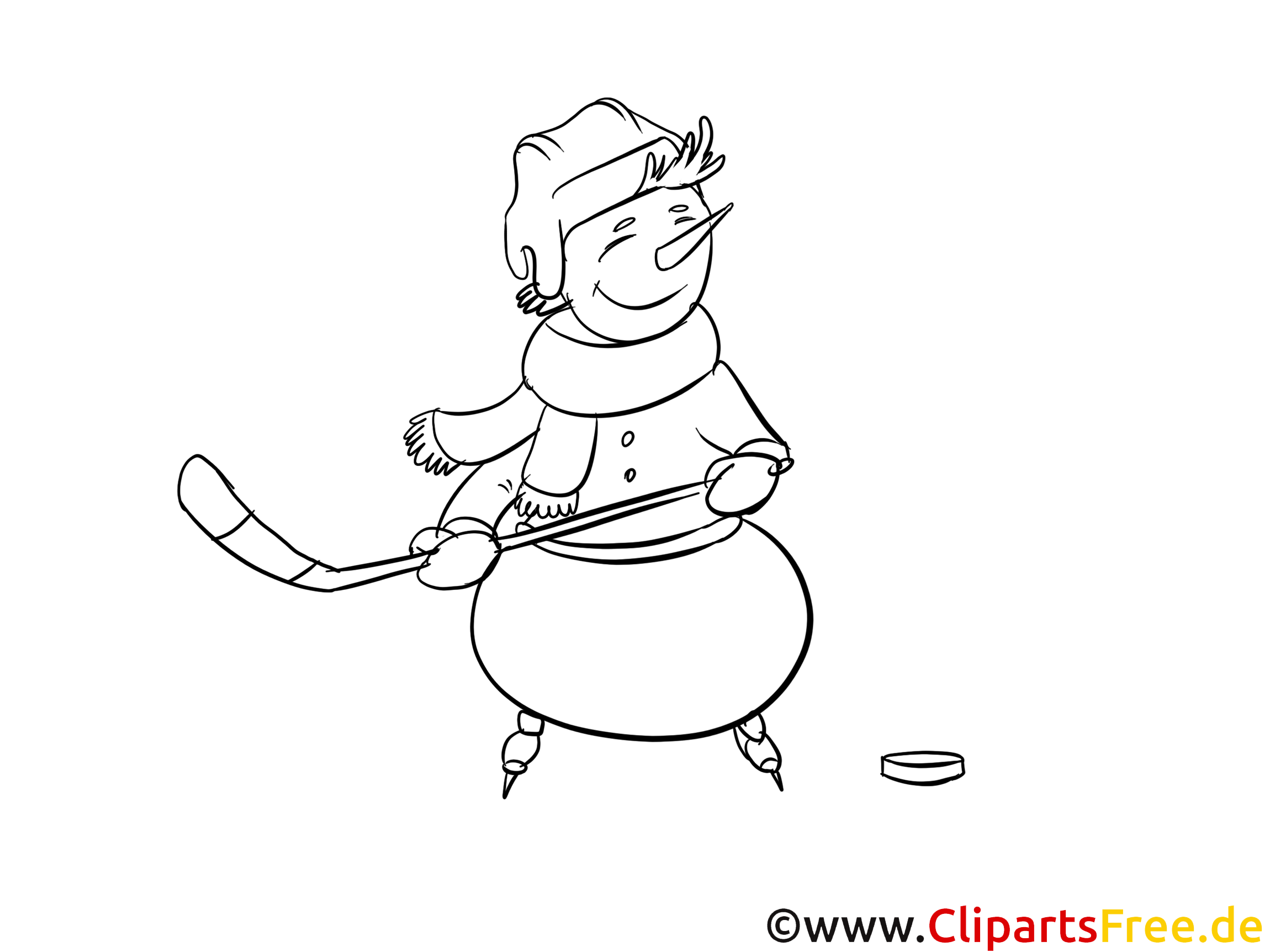 Bonhomme de neige dessin gratuit – Hockey à colorier