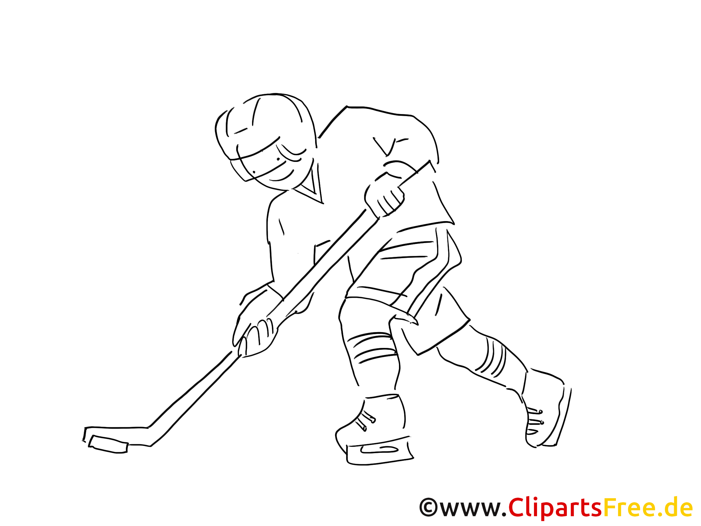 Sport d'hiver clip art gratuit – Hockey à colorier