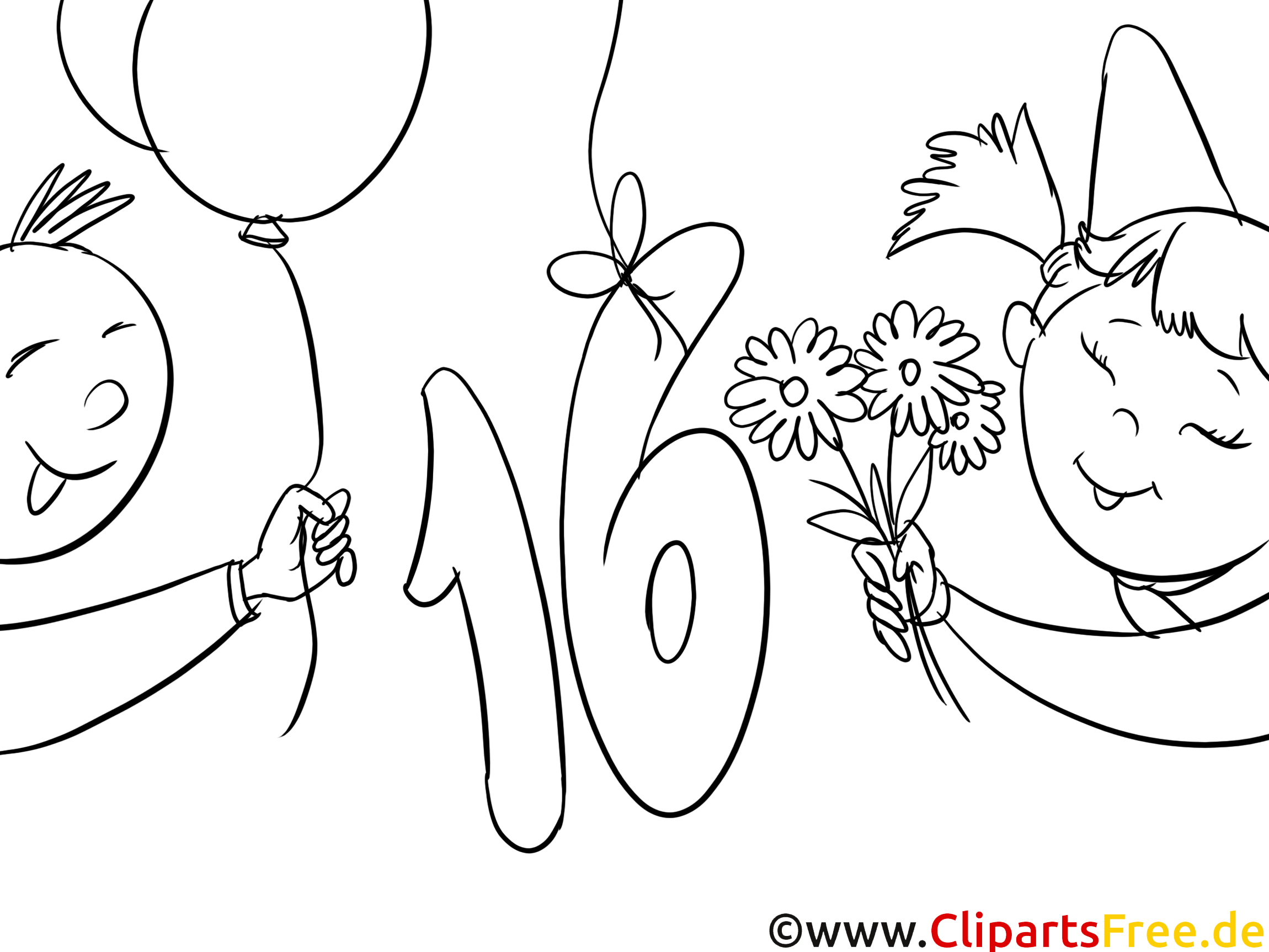 16 ans clipart gratuit – Invitations à colorier