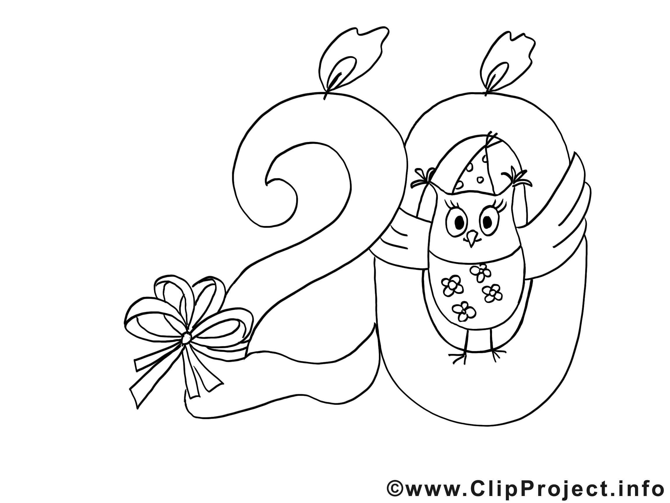 20 ans clipart gratuit – Invitations à colorier