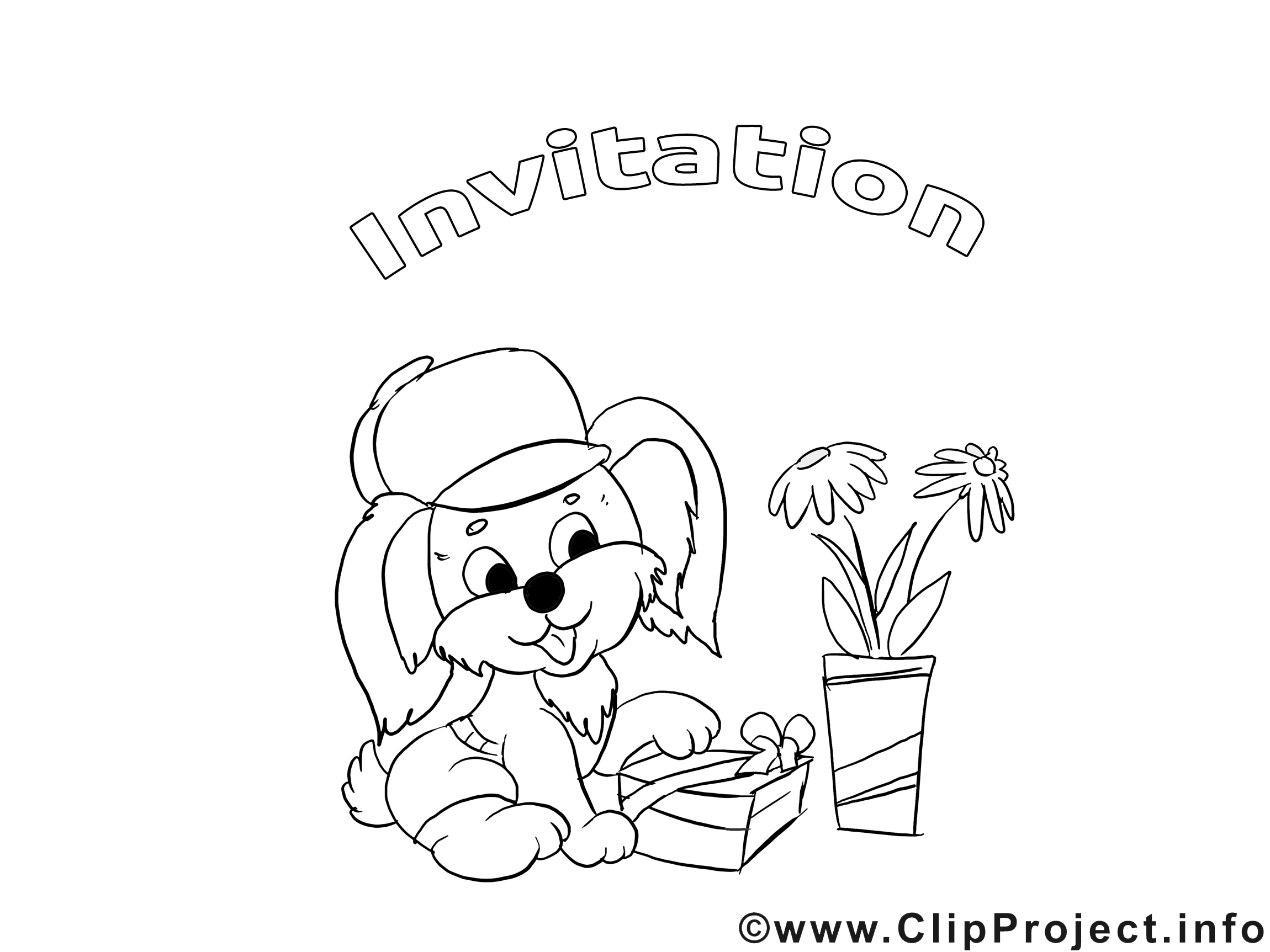 Chien illustration – Invitations à colorier Chien illustration – Invitations à colorier
