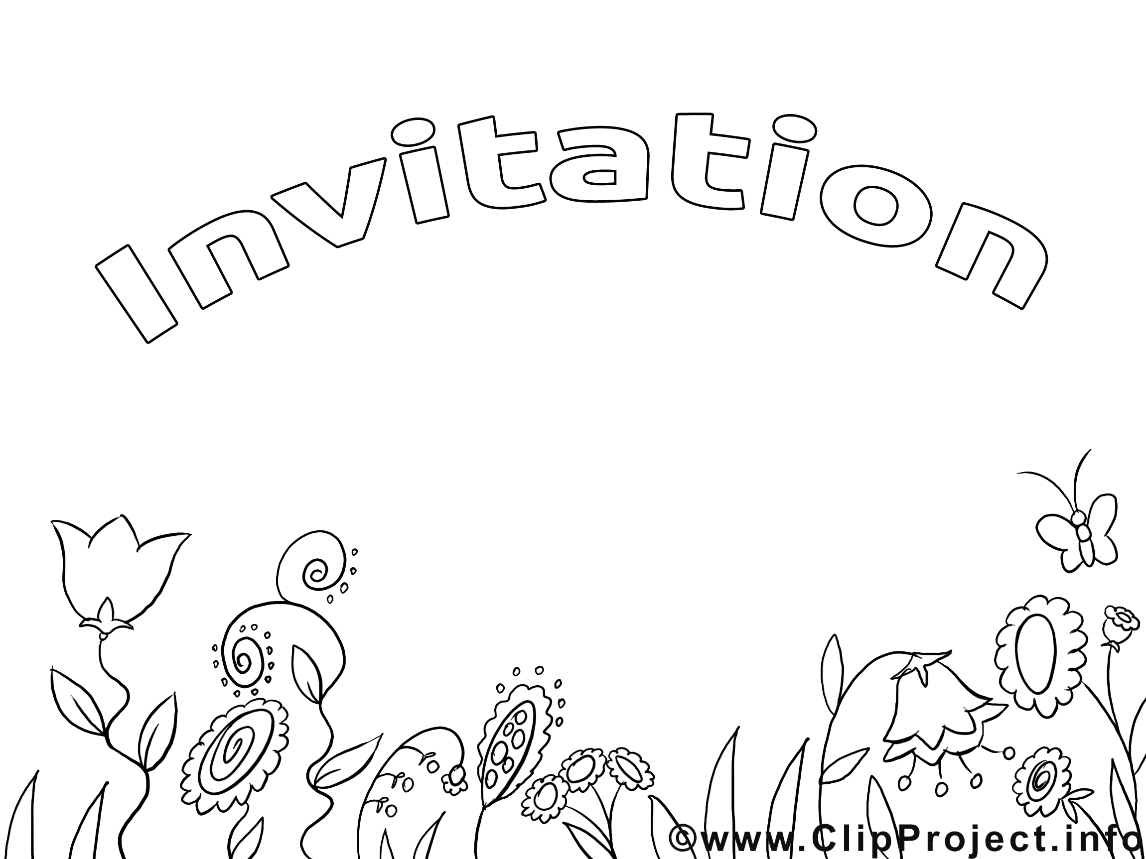 Clip art gratuit fleurs – Invitations à colorier