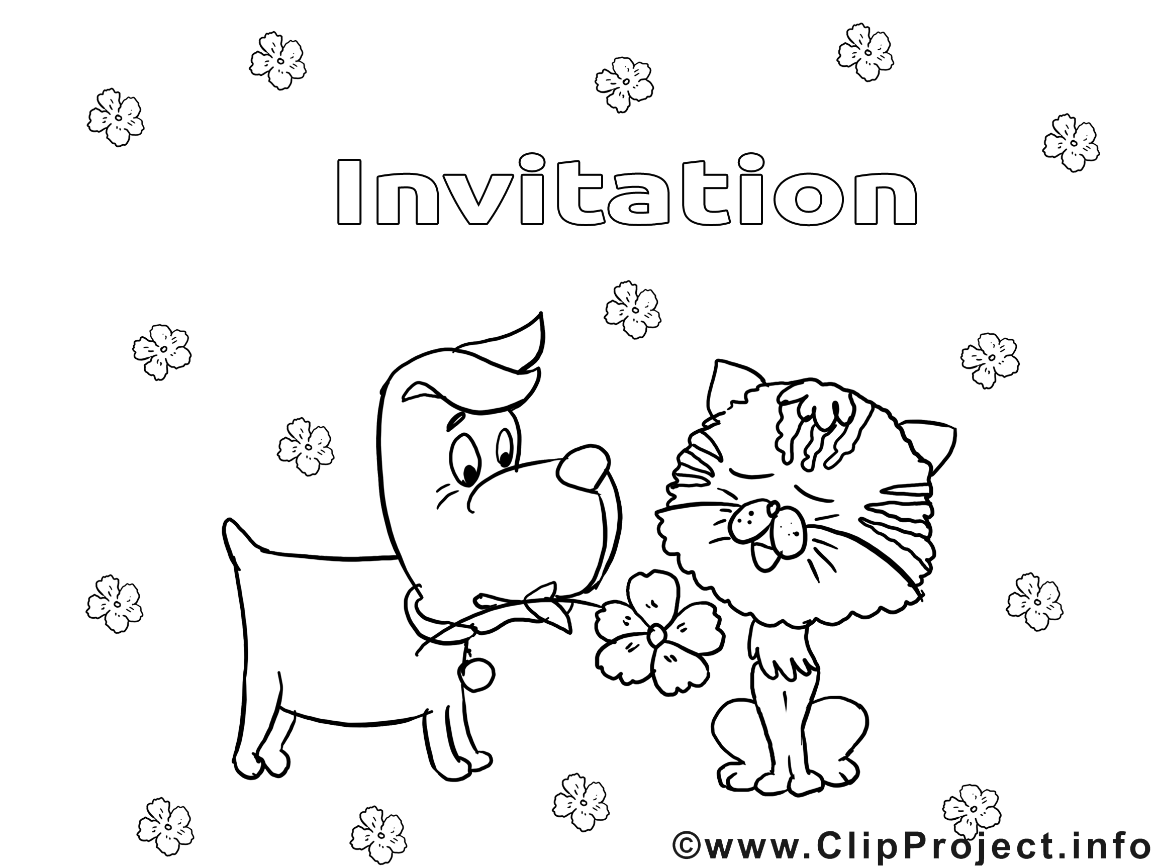 Coloriage chien invitations image à télécharger