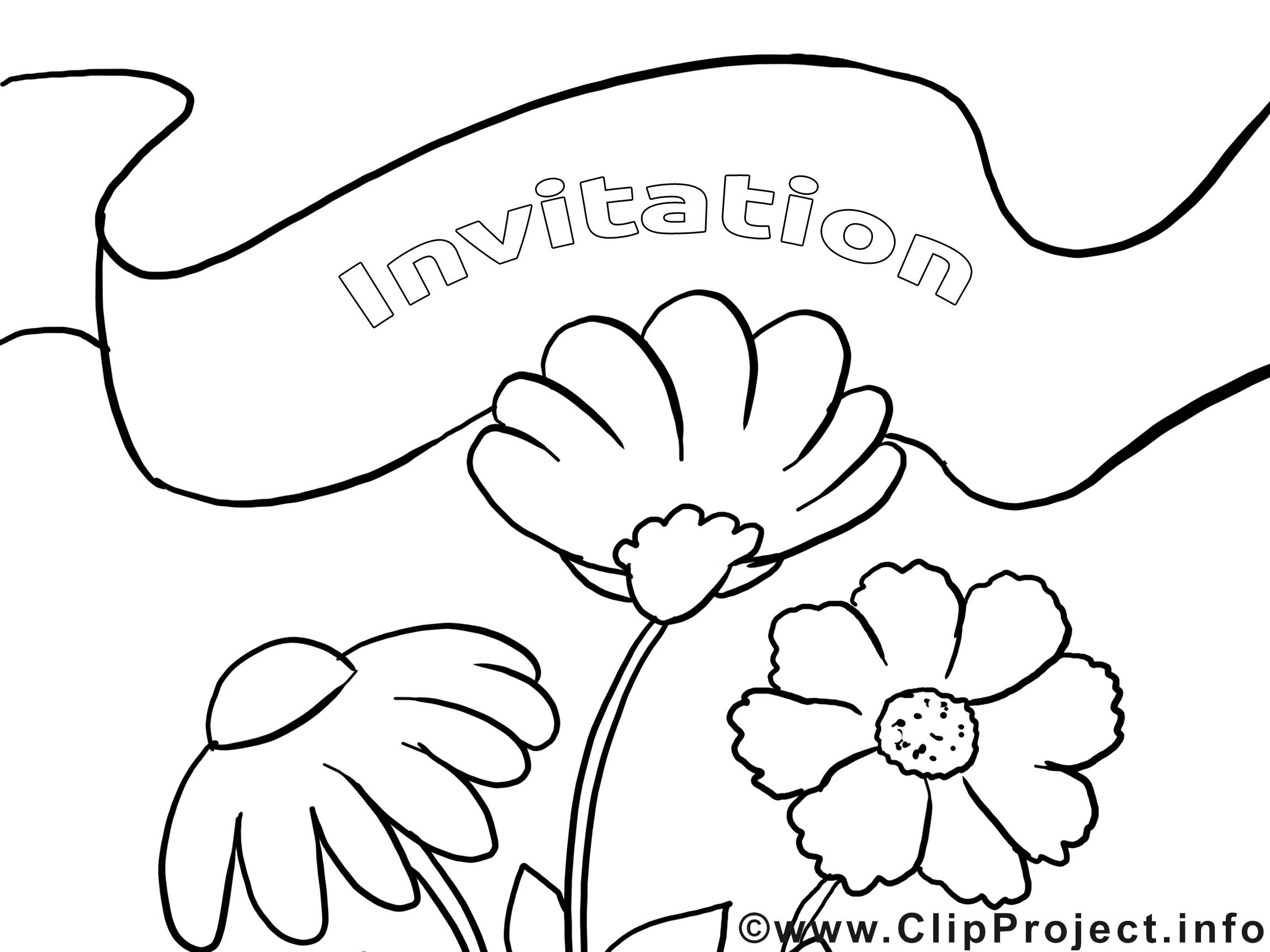 Coloriage fleur invitations image à télécharger