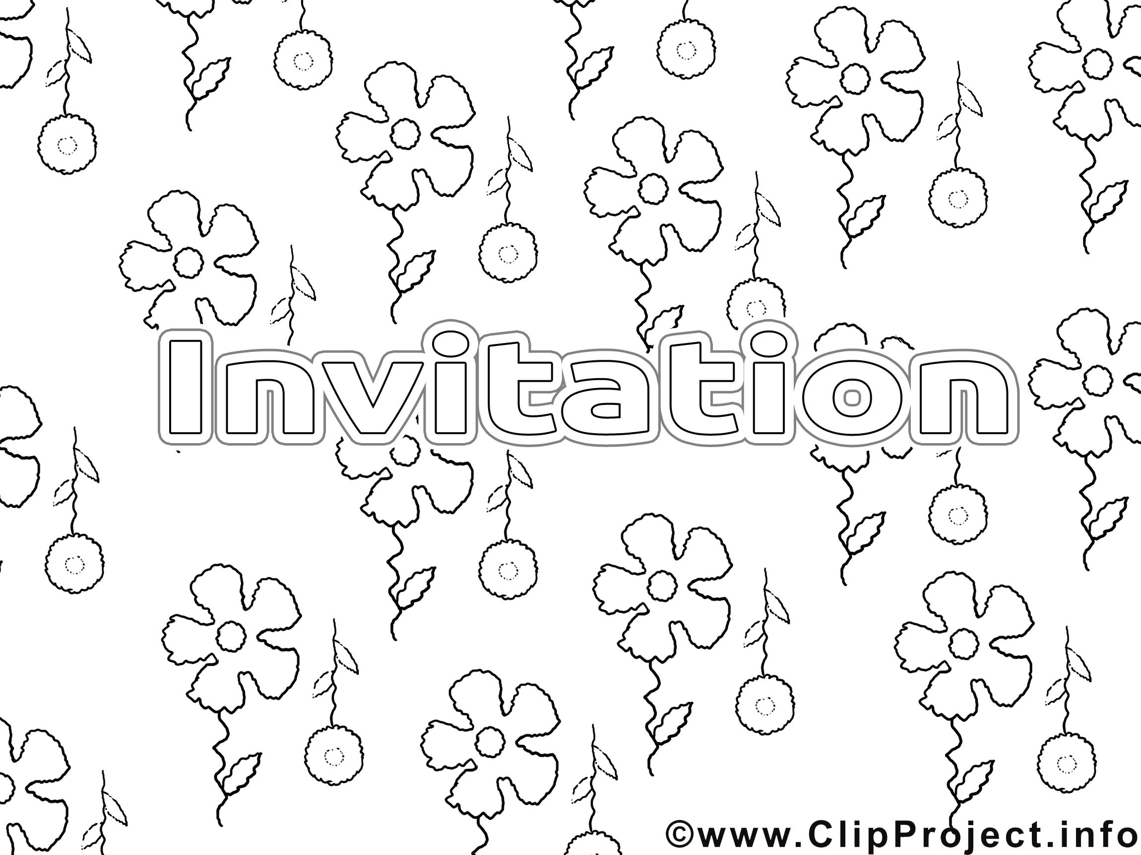 Coloriage fleurs invitations illustration à télécharger