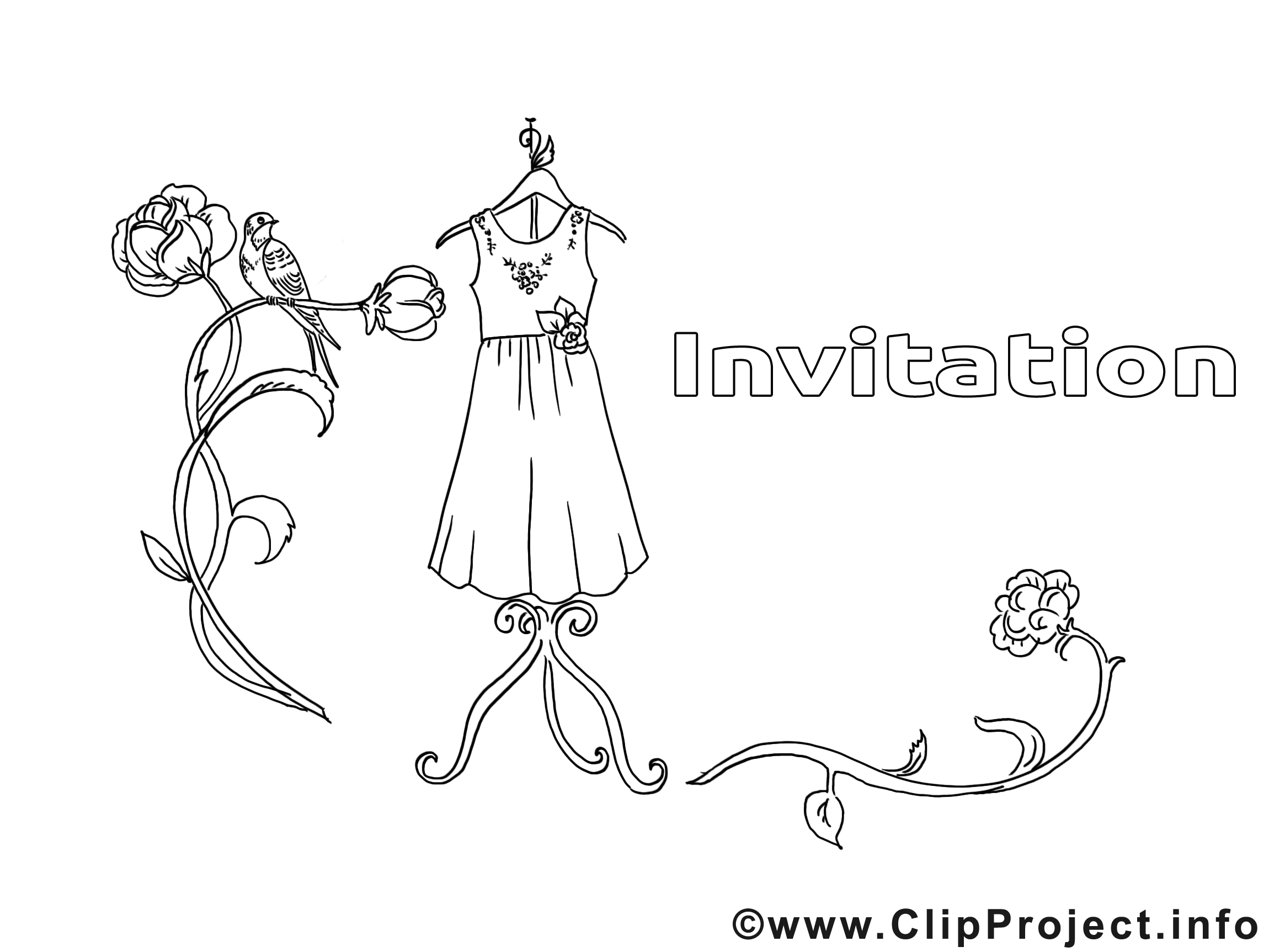 Coloriage vêtements invitations illustration à télécharger