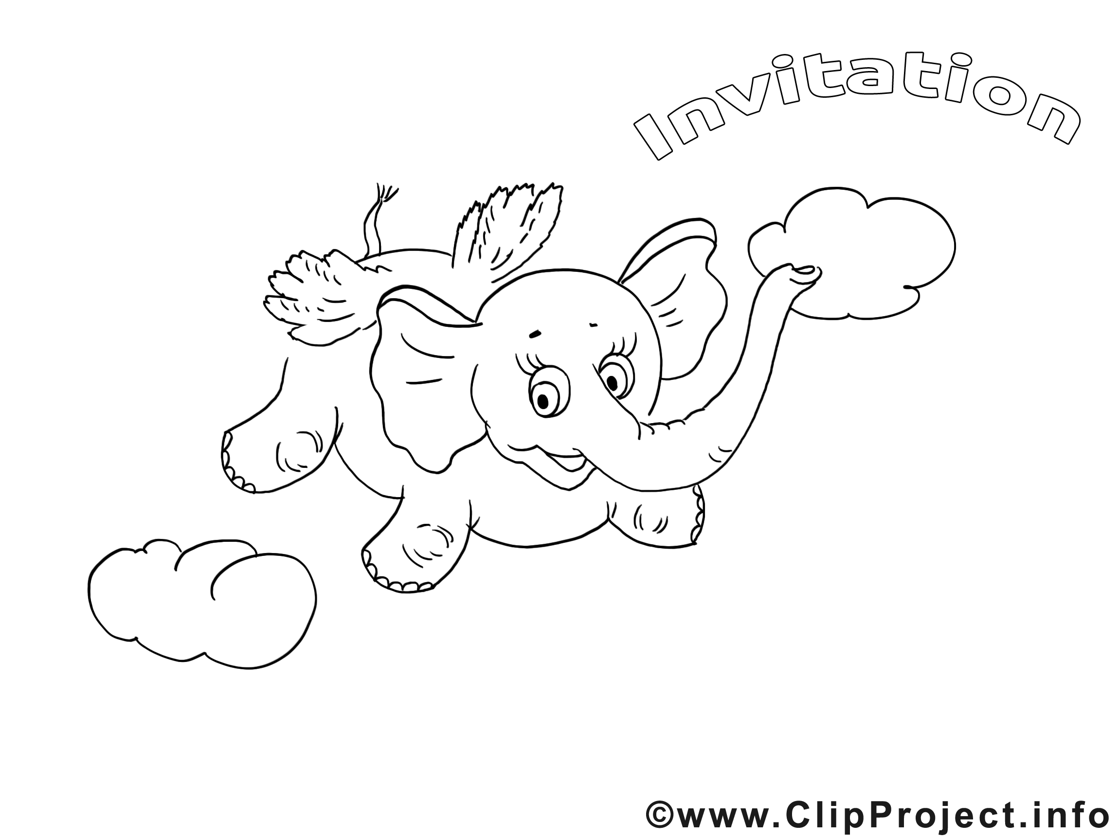 Éléphant dessin gratuit – Invitations à colorier