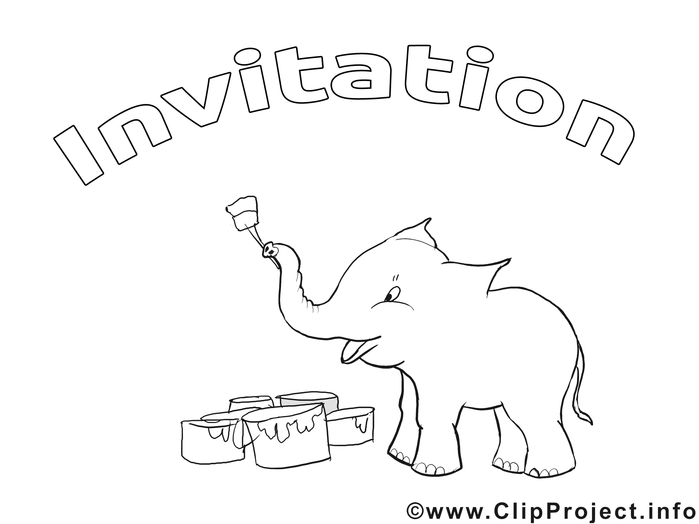 Éléphant images gratuites – Invitations à colorier