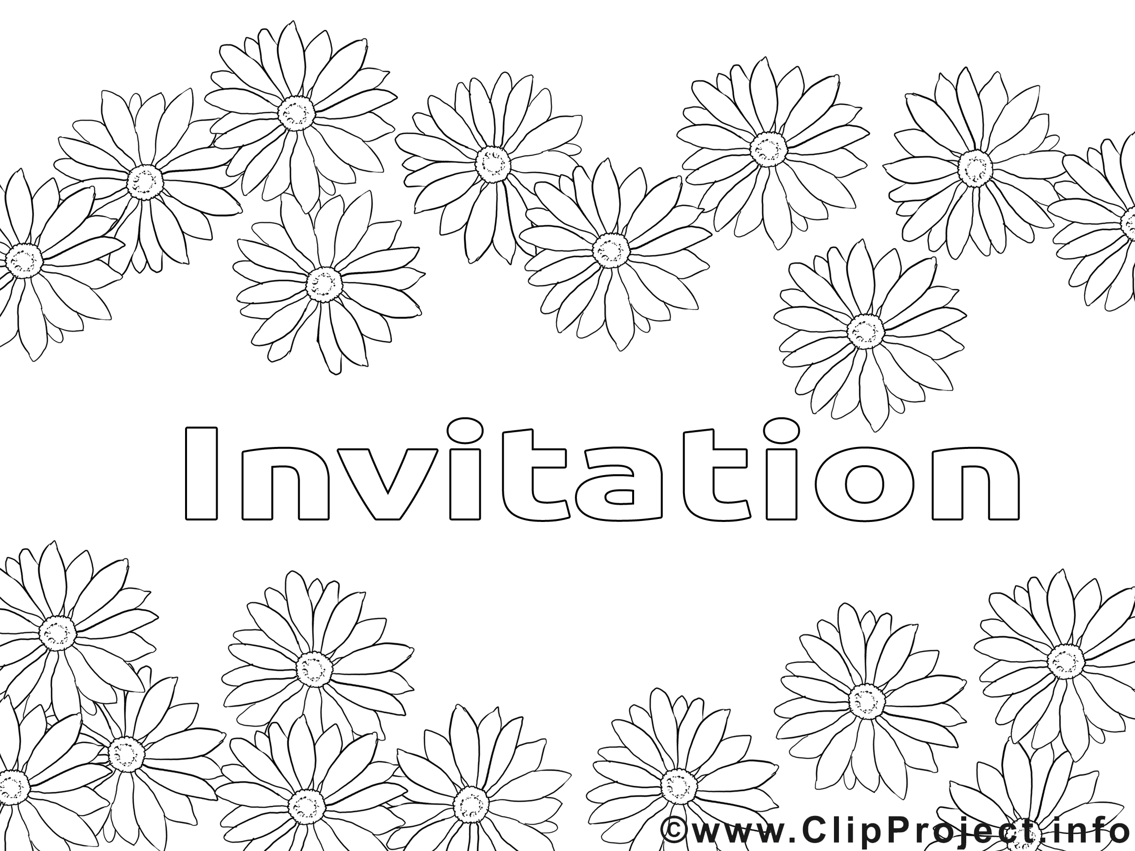 Fleurs clip art – Invitations image à colorier