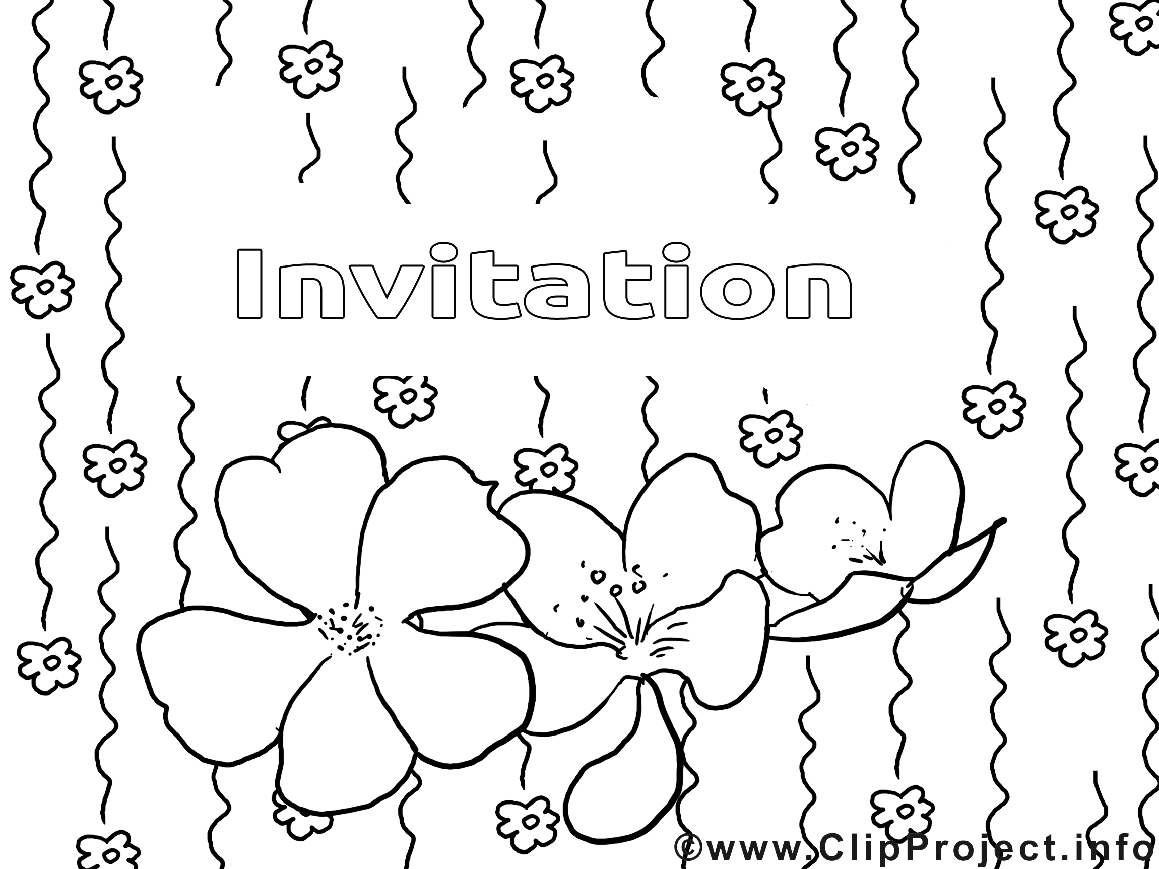 Fleurs dessin – Coloriage invitations à télécharger