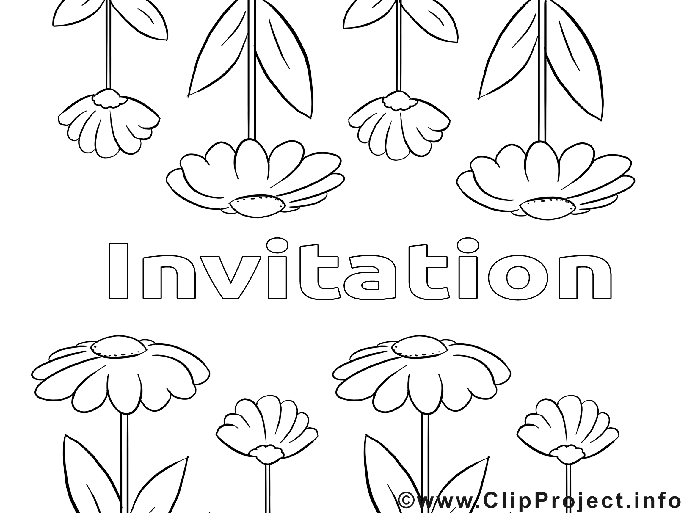 Fleurs illustration – Coloriage invitations cliparts