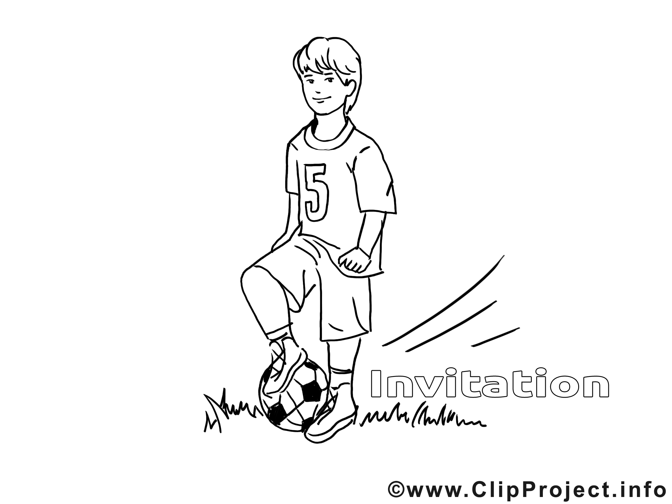 Footballeur clip art – Invitations image à colorier