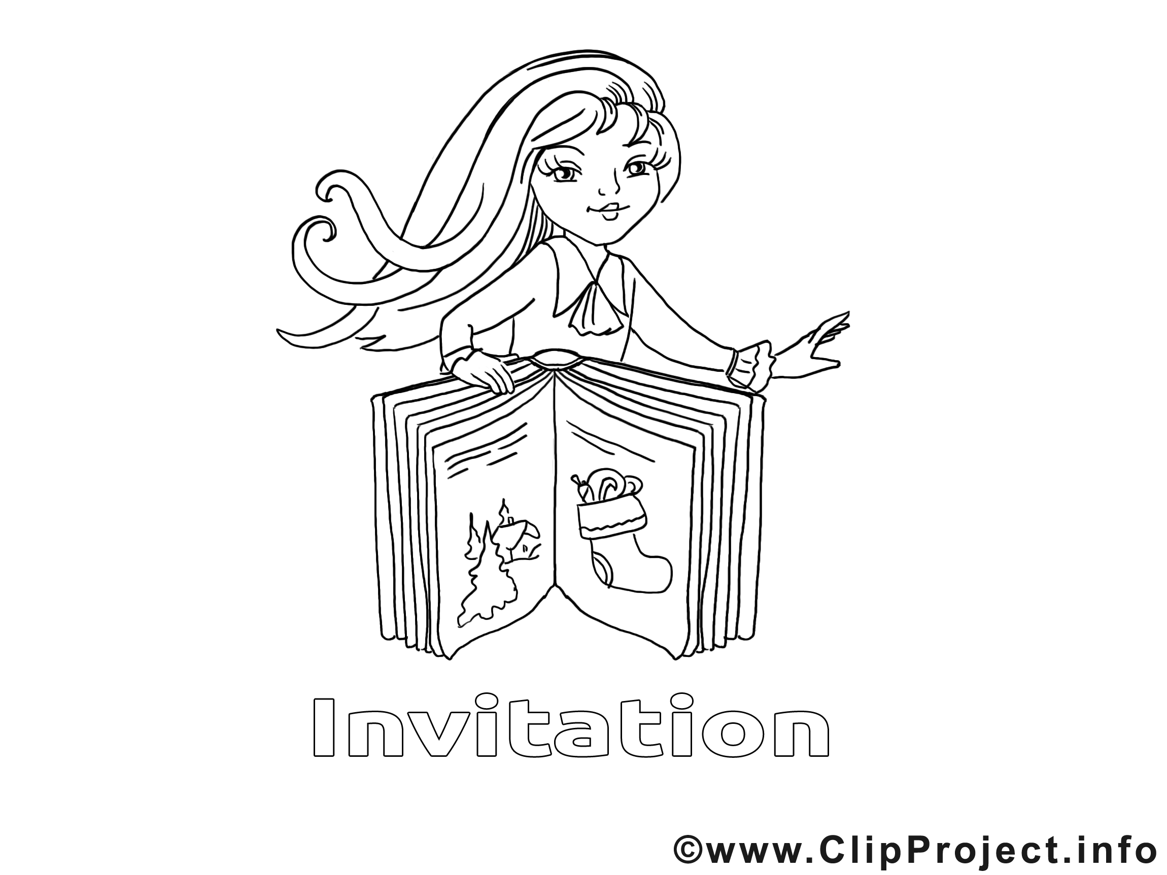 Livre femme image – Coloriage invitations illustration