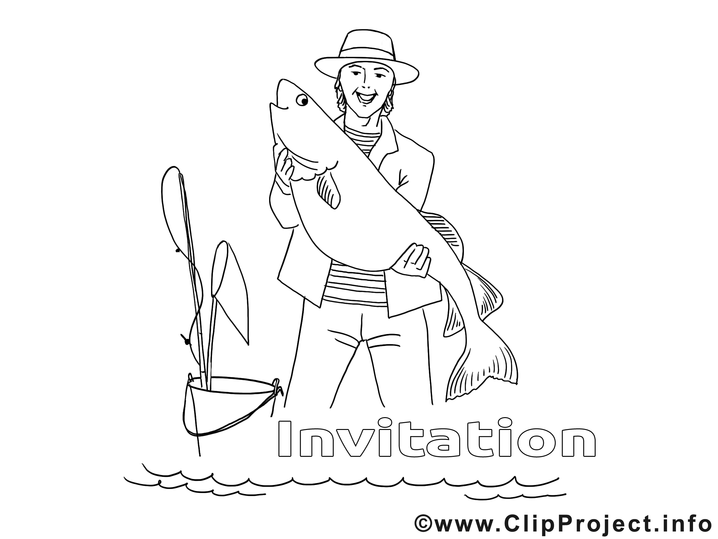 Pêcheur dessin gratuit – Invitations à colorier