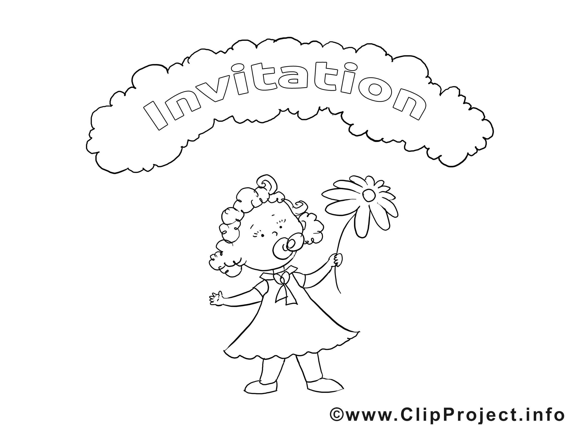 Petite fille illustration – Invitations à imprimer