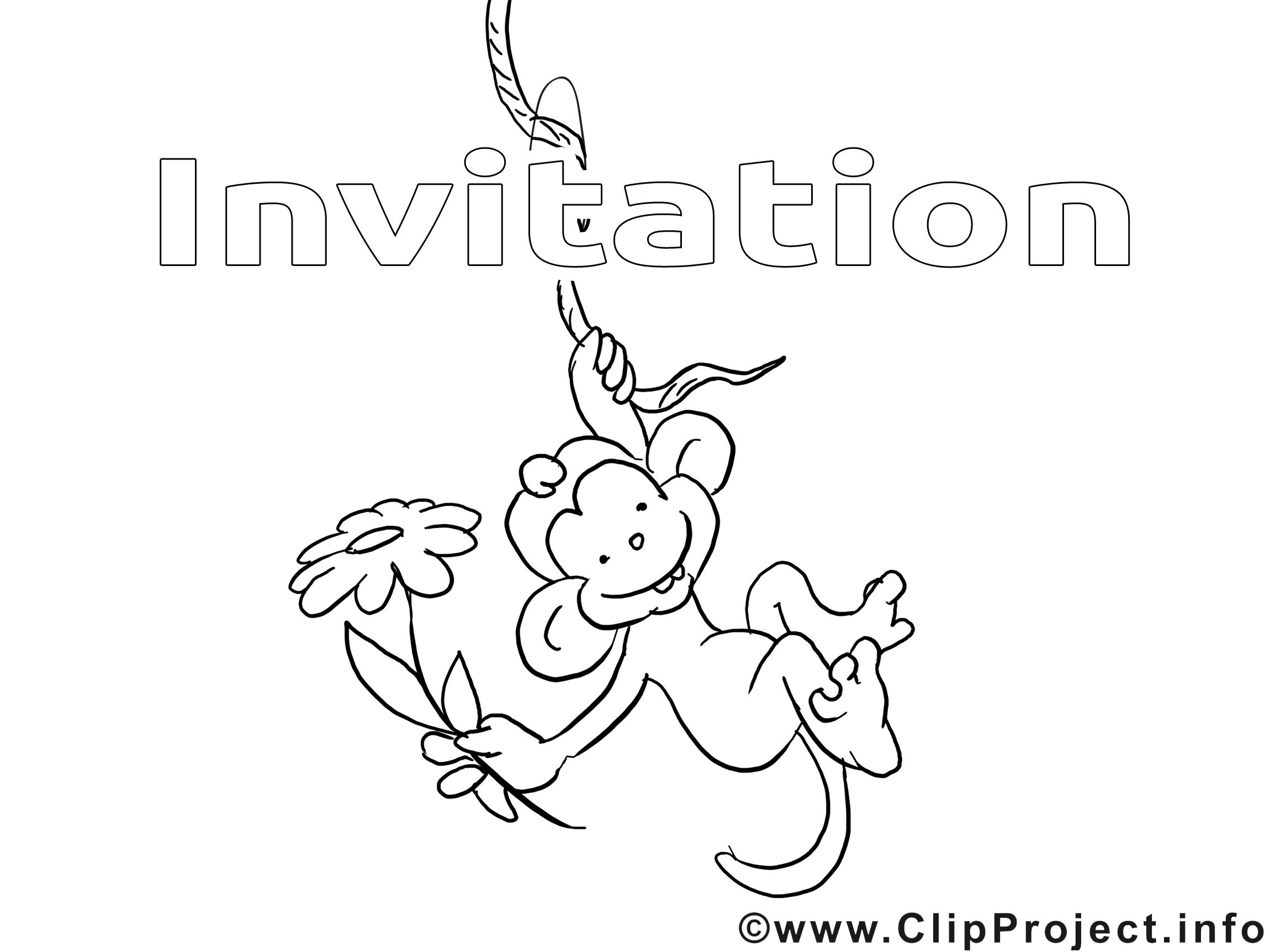 Singe illustration – Coloriage invitations cliparts
